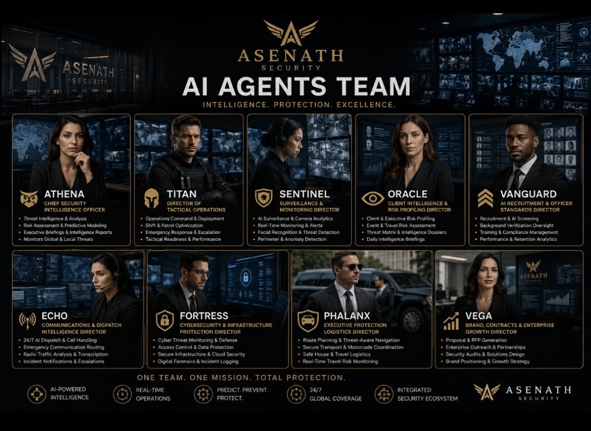 Elite AI agent team operating in a unified command center